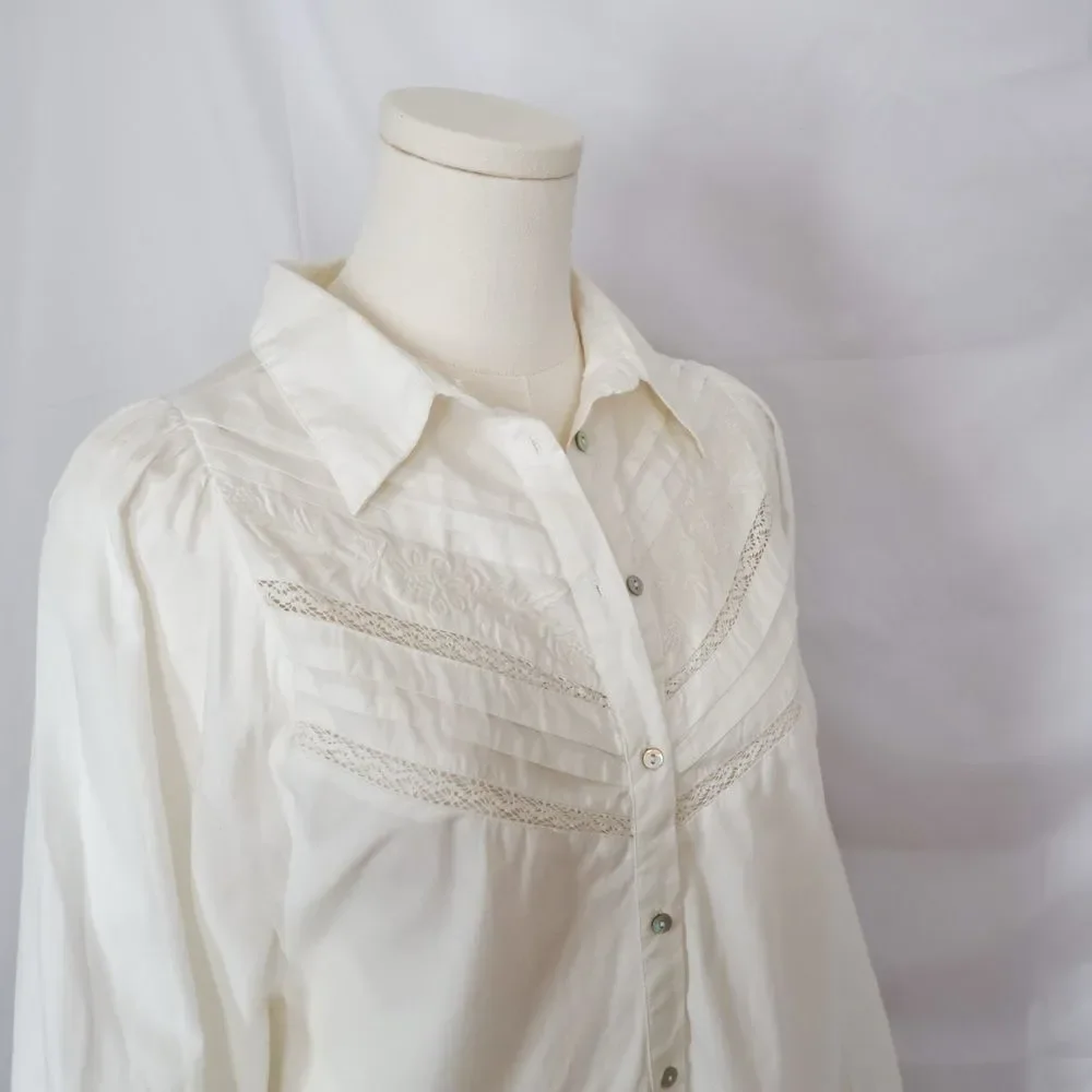 Zara Women's White Cotton Poplin Embroidered Shirt Dress - Medium - Picture 10 of 10